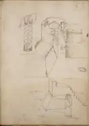 Page manuscrite sur laquelle est dessinée en plan de coupe des fortifications.