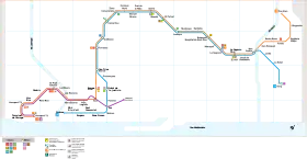 Carte schématique de la ligne, une fois achevée.