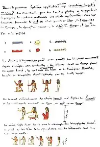 Page manuscrite de Champollion dans la Grammaire