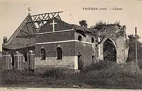 L'église de Frières après sa destruction en 1917 (?)