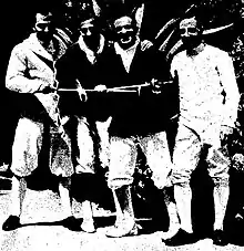 L'équipe de France au fleuret,vice-championne olympique en 1936(G. à D. René Lemoine, André et Edward Gardère,et Jacques Coutrot).