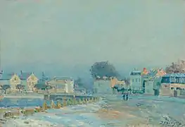 L'Abreuvoir à Marly-Le-Roi, gelée blanche par Alfred Sisley.