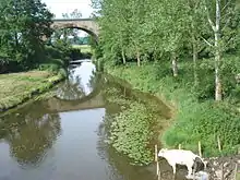 L'Arconce à Lugny-lès-Charolles avec pont du chemin de fer.