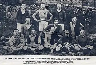 L'équipe championne interfédérale en 1917