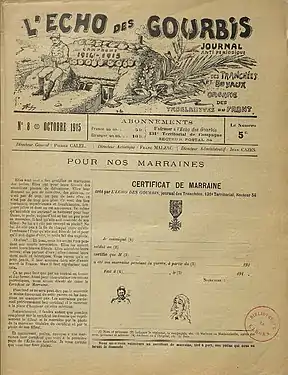 L'Écho des gourbis, numéro d'octobre 1915 illustré par Franc Malzac.