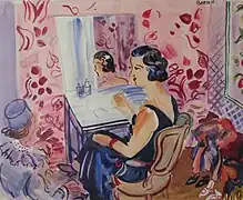 L'actrice à la toilette, gouache aquarellée sur papier, 50 × 65 cm, conservée au musée Bernard-Boesch, 1941-1945.