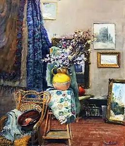 L'atelier, Gouache, exposée au salon d'hiver en 1933