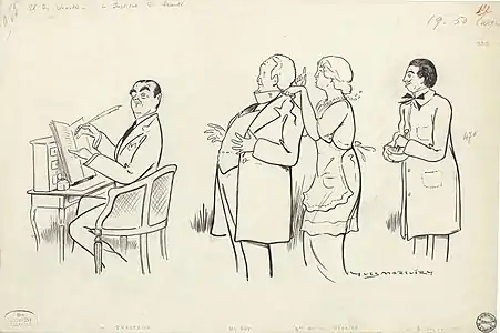 Albert Brasseur, Guy, Marthe Régnier, Gaston Sylvestre, dessin de Yves Marevéry, 1913