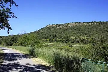 La colline de la Roque de Vif sur laquelle se trouve l'oppidum gaulois