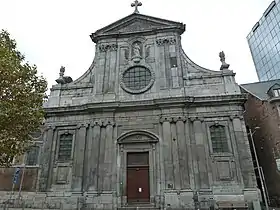 2012 : la façade de l'abbatiale de l'abbaye de la Paix Notre-Dame à Liège.