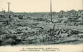 Ruines de la gare d'Albert, détruite pendant la Première Guerre mondiale.