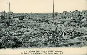 Ruines de la gare d'Albert, détruite pendant la Première Guerre mondiale