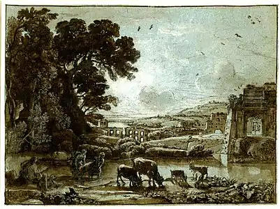 Paysage pastoral avec l'Arche de Titus, Longford Castle.