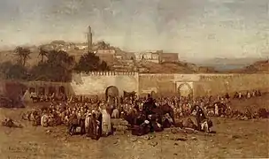 Jour de marché devant les murs de Tanger, 1873