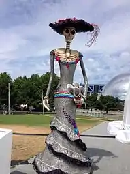 Une Catrina, exposée temporairement dans le parc de la Villette à Paris en 2015.