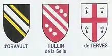 Blasons des d'Orvault, Hullin de la Selle, de Terves.