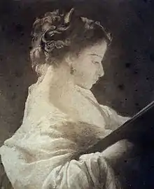 Pastel de Charles Louis Gratia. Jeune fille lisant