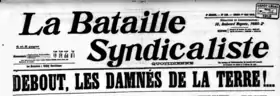 Une de "La bataille syndicaliste"