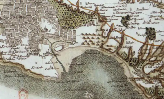 Carte ancienne montrant la position d'Escoublac.