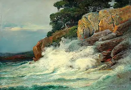 La Côte Bleue par grand vent, Huile sur bois, 1930