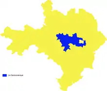 Carte du département du Gard avec en surbrillance les limites de la Gardonnenque.