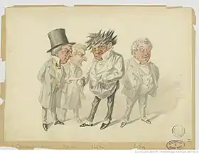 Caricature des acteurs masculins par Lhéritier.