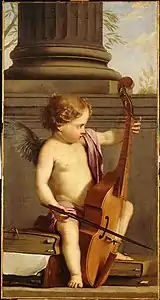 Laurent de La Hyre, Putto jouant de la basse de viole (milieu XVIIe siècle).