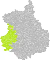 Position de La Loupe (en rose) dans l'arrondissement de Nogent-le-Rotrou (en vert) au sein du département d'Eure-et-Loir (grisé).