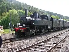 La Mallet 020+020 T à son arrivée en gare de Husseren-Wesserling