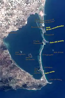 Cordon littoral, lagune et marais de la Manga (Mar Menor), en Espagne