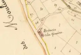 Plan cadastral du hameau où n'apparaissent que deux bâtiments composant la métairie de la Manière.