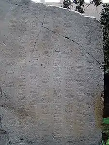 Détail des inscriptions sur Stèle 1 de La Mojarra (vu d'en haut).