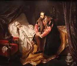 La Mort de Barbara Radziwiłł, Józef Simmler, 1860.