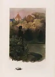 Romuald croit voir la silhouette de Clarimonde dans son jardin.