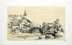 La Nive Saint-Jean-Pied-de-Port en 1843, par Eugène de Malbos.