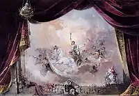 Dessin du rideau du spectacle de La Perle au gala de 1896.