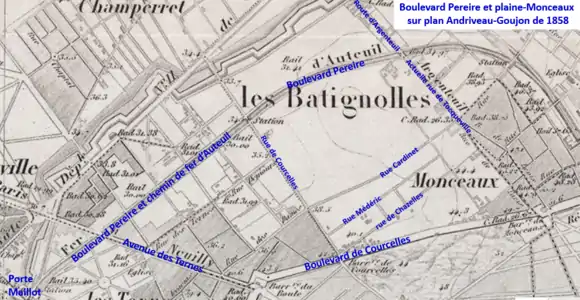 La Plaine-Monceau en 1858.