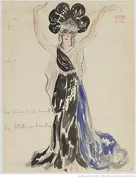 La Reine de la nuit (maquette de costume de Jacques Drésa pour l'Opéra de Paris, 1922).