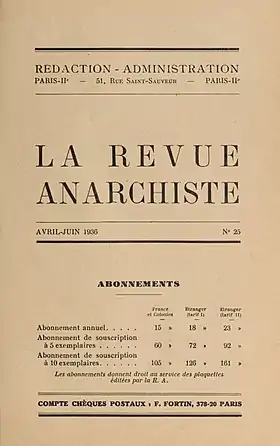 Image illustrative de l’article La Revue anarchiste (1929-1936)