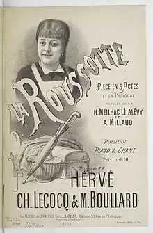 Description de l'image La Roussotte, piece in 3 acts and a prologue 1881, cover of the vocal score – Gallica 2018, .jpg.