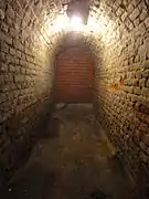 Le petit couloir muré qui emmenait au puits de descente.