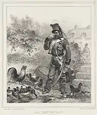 La Tentation (vers 1833), lithographie, musée d'Art du comté de Los Angeles.