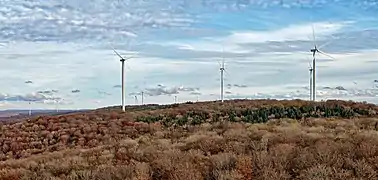 Panorama est sur le parc éolien.