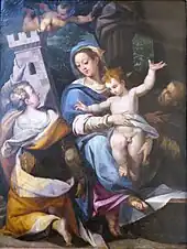 Orazio Sammachini, La Vierge et l'Enfant, Sainte Barbe, Saint Raymond....