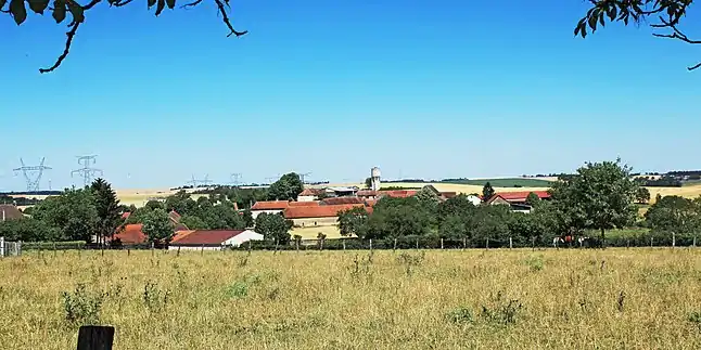 Le village sur le plateau agricole.