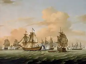 La bataille de Lagos, en 1759, au cours de laquelle le Centaure est capturé. Son capitaine se sacrifie pour couvrir la retraite de l’escadre française.