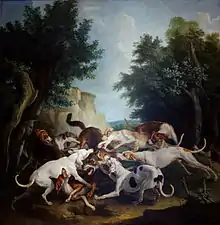 La chasse au loup, toile d'Alexandre-François Desportes, 1725.