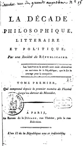 Image illustrative de l’article La Décade philosophique