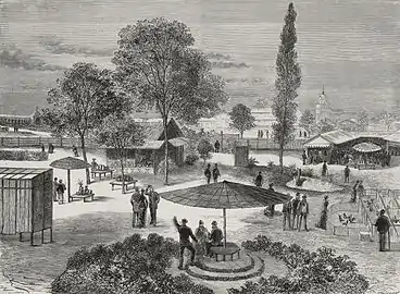 La ferme japonaise dans les jardins pendant l'Exposition universelle de 1878.