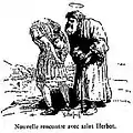 La rencontre entre saint Trémeur et saint Herbot 2 (dessin illustrant le conte "Trémeur ou l'homme sans tête")